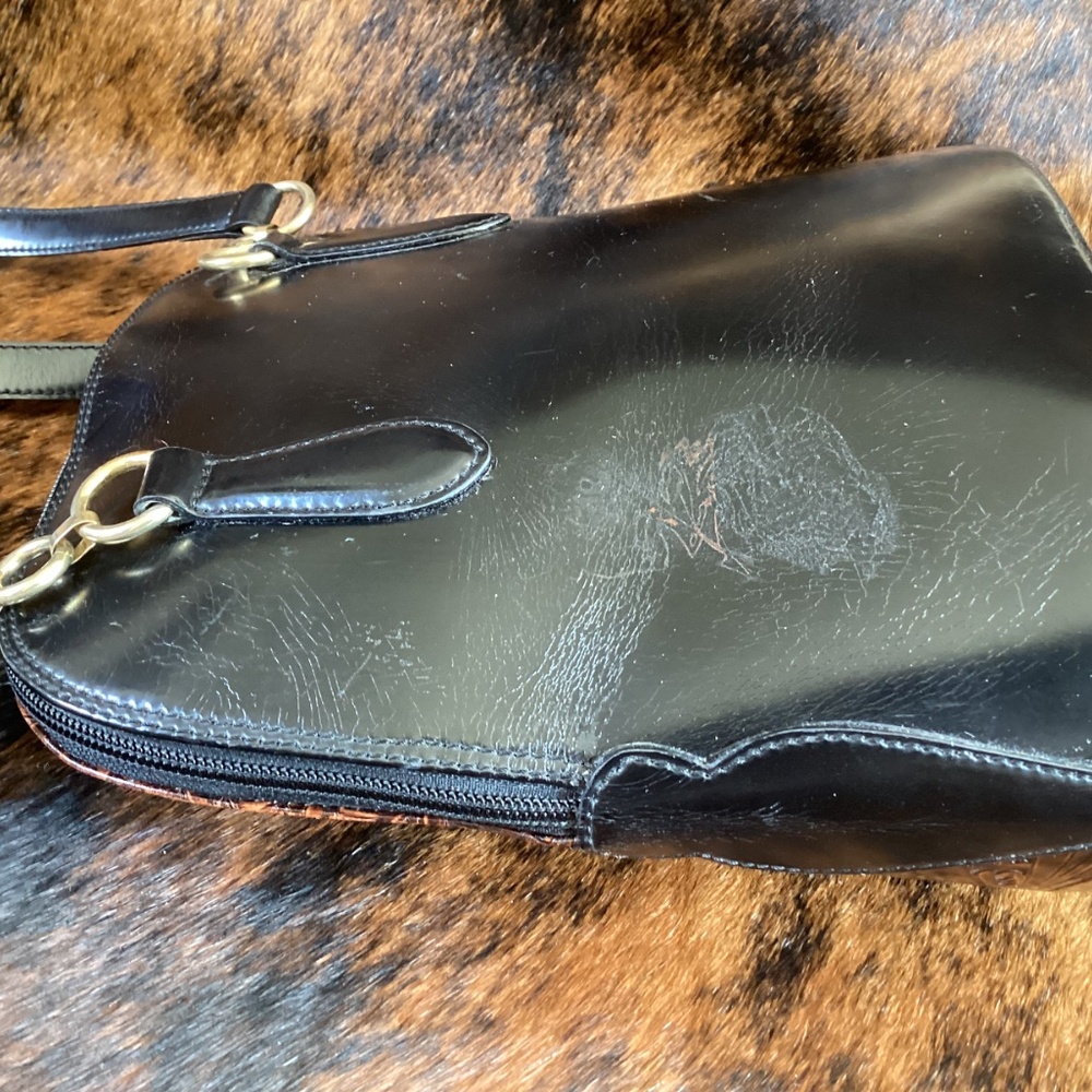 Vintage Cristian Genuine Leather Tooled Handbag Made In Italy - Picture 4 of 10